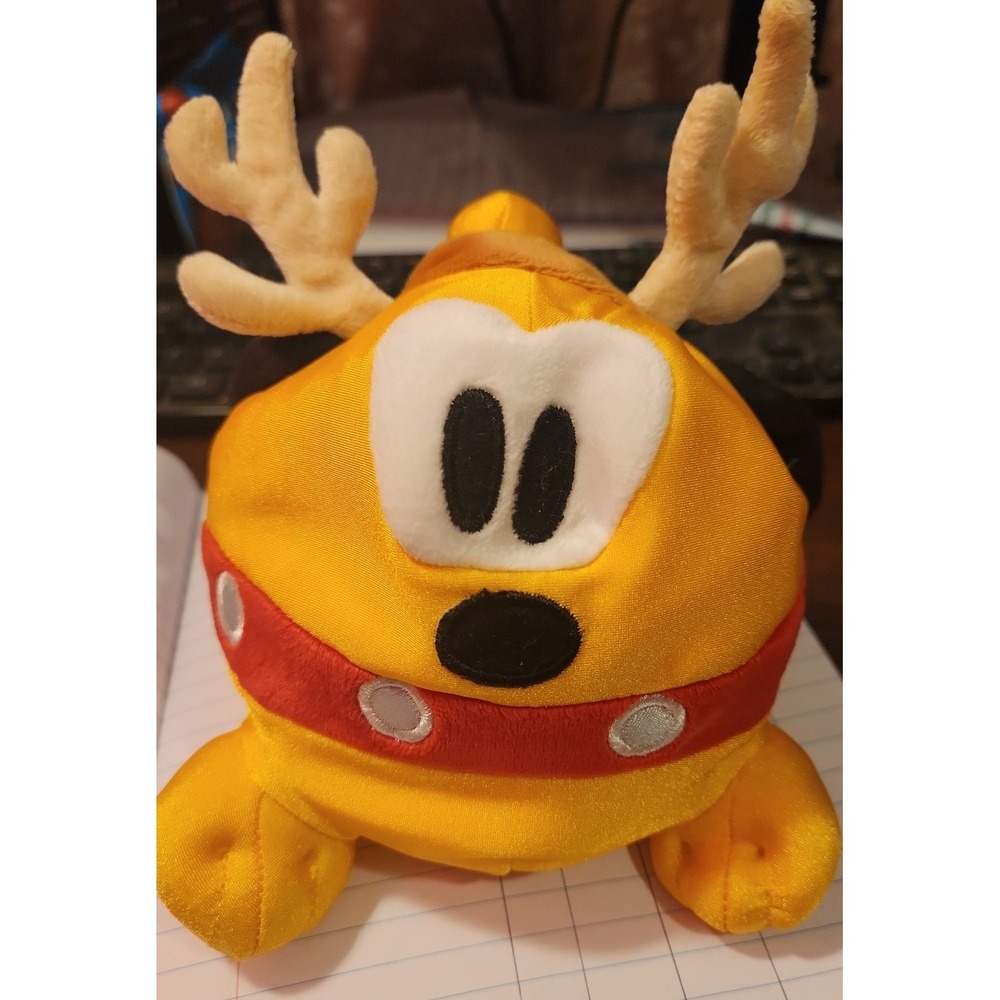 Disneyland Parks Christmas Pluto Reindeer Round Microbead Plush Ball Toy